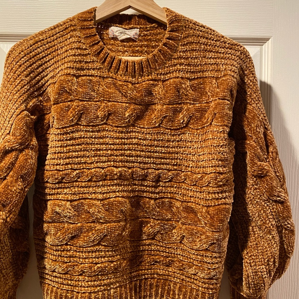 Orange cable knit sweater